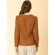 thumbnail image 5 of Blusa de camisa a cuadros Allegra K con volantes y cuello de manga larga marrón L, 5 of 6