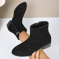 thumbnail image 5 of Mostsola Ankle Boots for Women Low Stacked Heel Booties with Side Zipper Suede Wide Calf Boot, 5 of 9