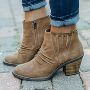 UTTOASFAY Clearance Shoes Women Boots,Winter New Warm Women'S Shoes Thick Heel Zipper Ankle Boots Rollbacks