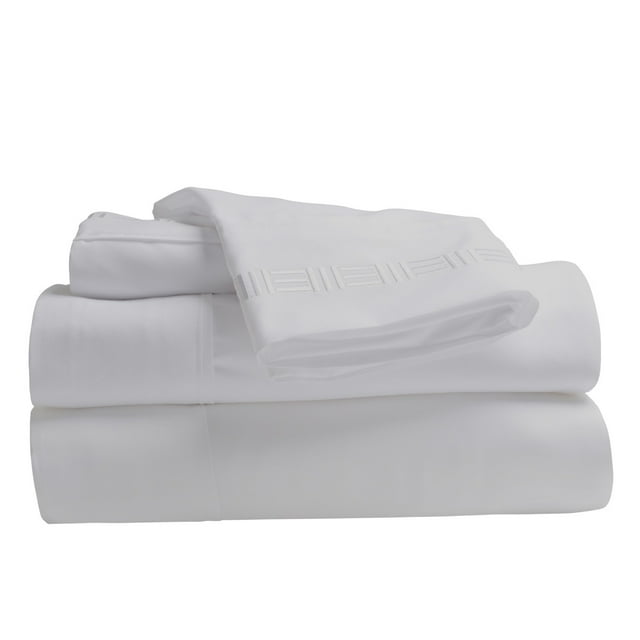 Comfy Bamboo World 9900 Series 100gsm Embroidered Bedsheets Sheet Set, Full Size, White