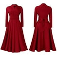 thumbnail image 2 of Women's Elegant Mock Neck A Line Ruffle Party Mini Dress A-line Pleated Dress, 2 of 8