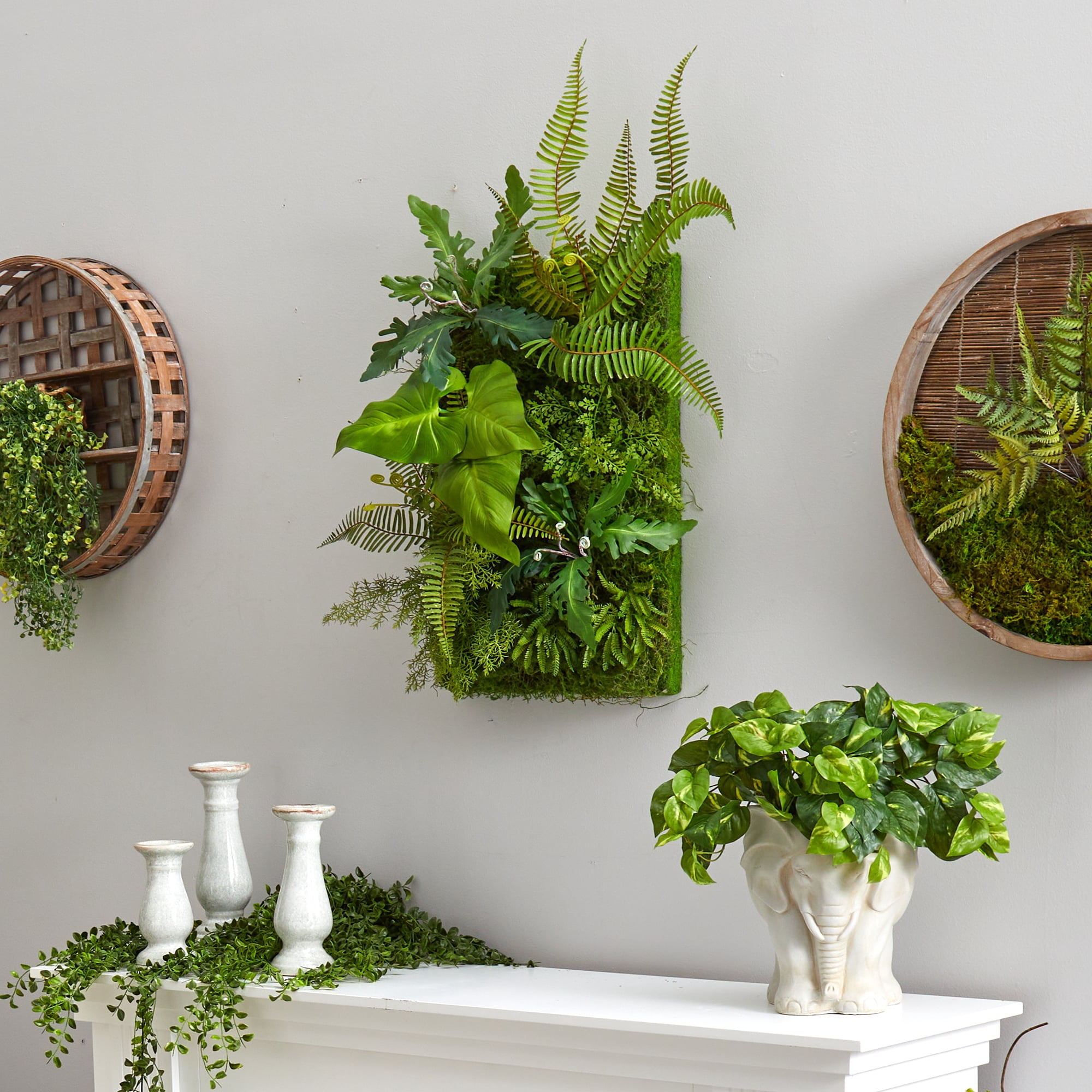 Nearly Natural 24in. x 16in. Mixed Foliage Artificial Living Wall
