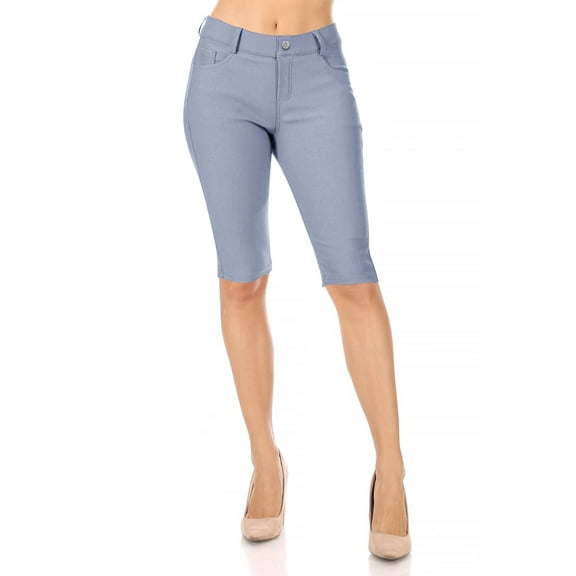 Women's Stay Comfortable and Stylish in Casual Solid Stretchy Bermuda City Shorts