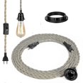 thumbnail image 1 of E27 2 Core Linen Electrical Cable, Textile Coated Twisted Pair Pendant Lamp With Dimmable Switch And 1.5m Socket Suitable For Home Indoor, 1 of 5