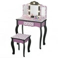 thumbnail image 3 of Ktaxon Kids Princess Wooden Vanity Desk w/ Lighted Mirror,Stool,Drawer, Purple, 3 of 8