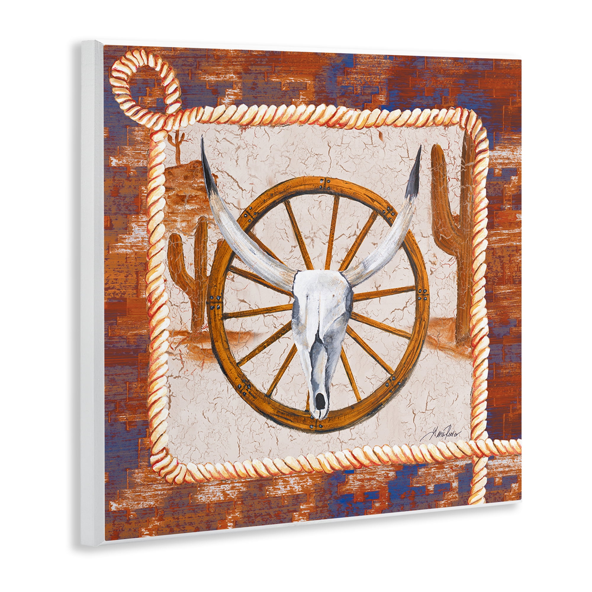 Stupell Industries Western Desert Wheel Landscape Painting Unframed Art Print Wall Art, 12 x 12