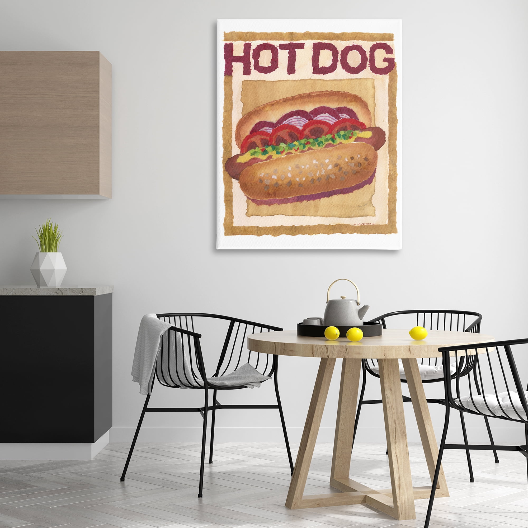 Stupell Industries Traditional Hot Dog Food & Beverage Painting Gallery Wrapped Canvas Art Print Wall Art, 36 x 48