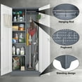 thumbnail image 5 of Marcree 72.8" H Broom Closet Storage Cabinet with Locking Doors,Garage Storage Cabinet with Hanging Rod, Cleaning Tool Cabinet for Garage,Bathroom Office Grey&White, 5 of 8