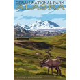 thumbnail image 2 of Art.com Denali National Park, Alaska - Caribou and Stoney Overlook Stretched Canvas Print Wall Art by Lantern Press, 12" x 18", 2 of 4