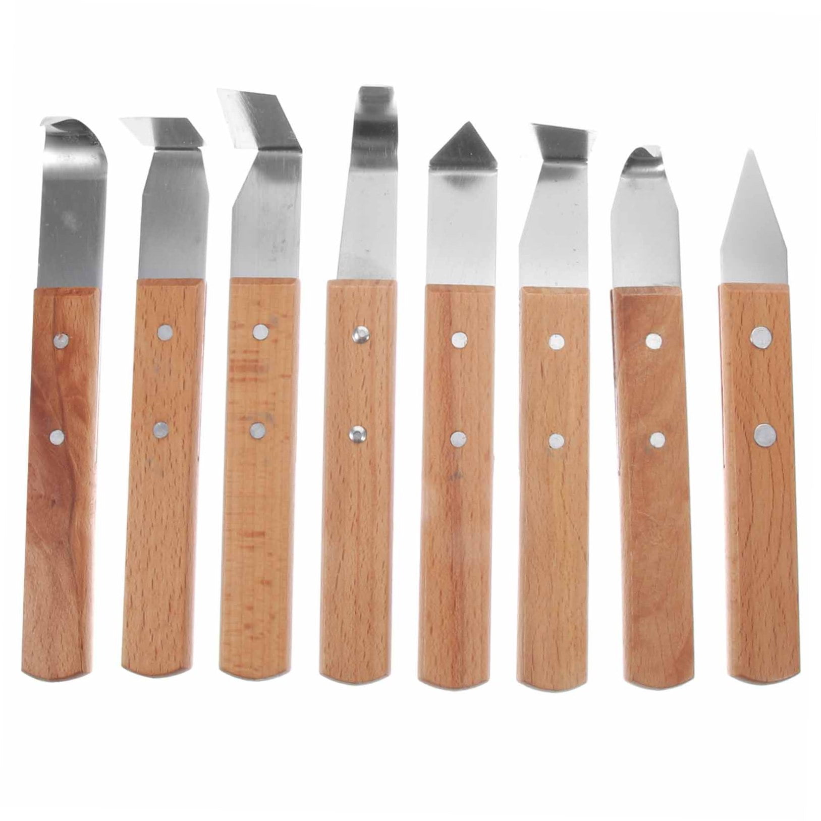 HEMOTON 8-Piece Clay Sculpture Tool Set with Wooden Handles, Stainless Tools for Ceramic Art, Black