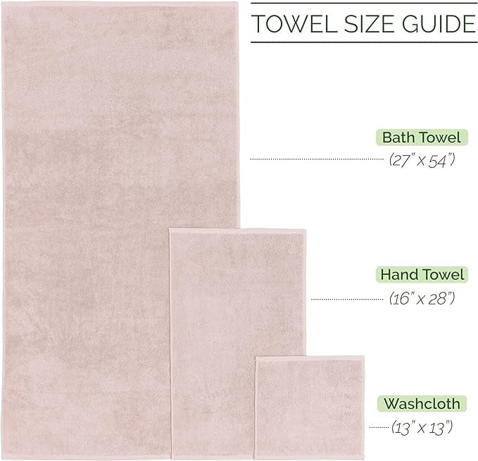 Elegant Comfort 6-Piece Towel Set - Three Line Popcorn Design, 100% Turkish Cotton, Soft and Absorbent, Quick-Drying, 2 Bath Towels, 2 Hand Towels, 2 Washcloths - Dusty Pink