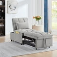thumbnail image 3 of 4 in1 Multi-Function Single Sofa Bed with Storage Pockets,Tufted Single Pull-out Sofa Bed with Adjustable Backrest and Pillows ,Convertible  Chaise Lounge for iving spaces or guest rooms (Gray), 3 of 9