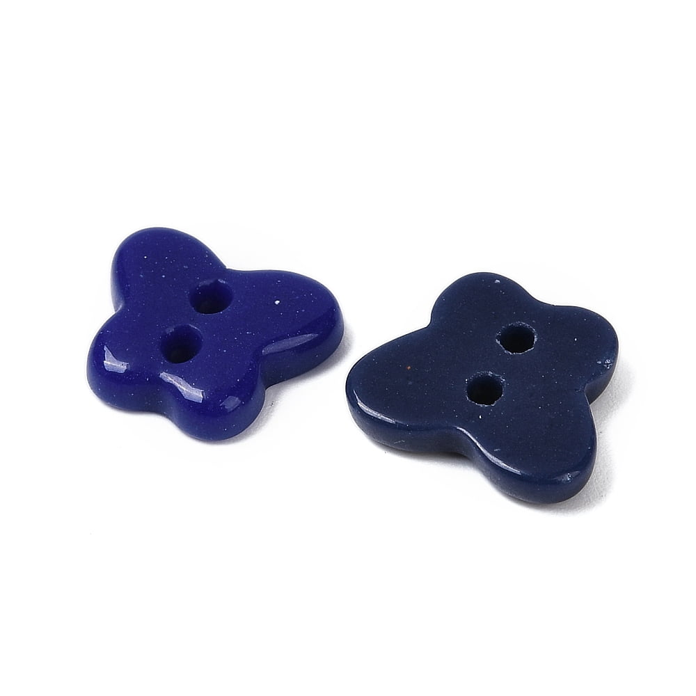 2-Hole Glass Buttons Butterfly Mixed Color 10.5-11x12.5-13x2.5-3mm Hole: 1.6mm