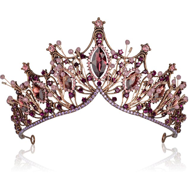 Coronas de Reina Barrocas Vintage Tiara Gótica Púrpura para Mujeres Quinceañera Tiaras y Corona para Fotografía Traje Medieval Prom Cosplay Cumpleaños Accesorios para el Cabello - Yolmina