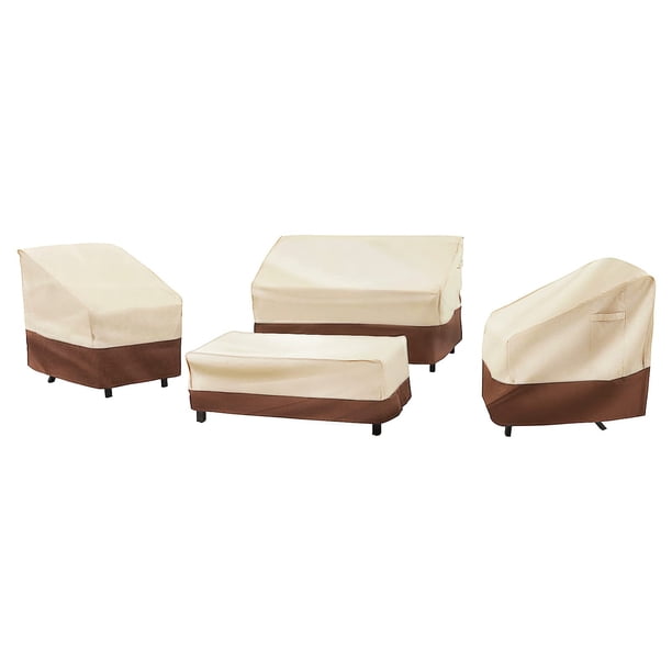 loriano Juego de Fundas para Muebles de Patio, Fundas para Muebles de Exterior de 4 Piezas, Fundas para Juego de Patio de césped Resistentes al Agua 600D