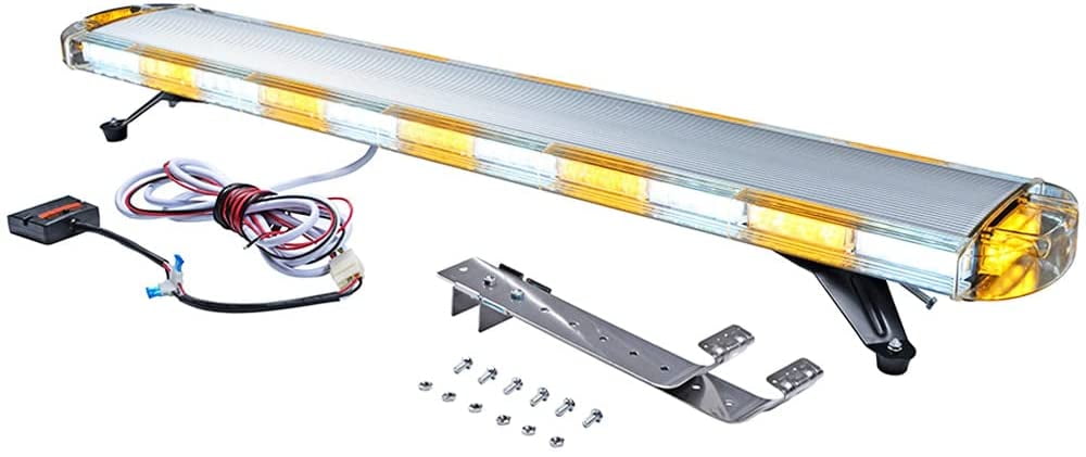 12" 22 LED Amber White Warning Emergency Beacon Strobe Roof Top Mini Light Bar 