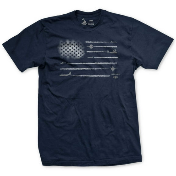 OUTSIDE THE WIRE Leatherneck for Life Marine Aviation Smoke Flag T-Shirt