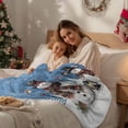 thumbnail image 3 of Throw Blanket Fleece Throw Blanket 40x50in, Christmas Snowman Gradient Blue Soft Lightweight Bed Blankets Xmas Bird Pine Tree Snow Fuzzy Couch Blankets for All Season, 3 of 8