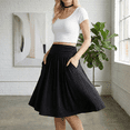 thumbnail image 5 of SOMER Skirts for Women Knee Length A-Line High Waisted Ruched Flowy Casual Midi Skirt with Pockets Spring 2026 Black, 5 of 7
