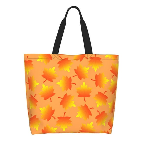 Honeii Fall Maple Leaves Print Tote Bag for Women, Foldable Tote Bag Large Shoulder Bag Top Handle Handbag for Travel, Work
