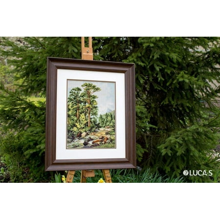 UPC: 4840746008641 | Counted Cross-Stitch Kit Mountain River B522L Needlework Easy Small Green Forest Grass By Luca-S Embroidery