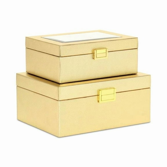 Liniva Vinyl Woven Pattern Mirrored Box Set - Gold