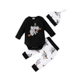 thumbnail image 2 of Elippeo Infant Boys Outfits 3M 6M 9M 12M 18M Koala Print Long Sleeve Crew Neck Romper Elastic Waist Long Pants Hat 3Pcs Clothes Set, 2 of 10
