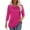 Fushcia Pink, variant on Womens Tops 3/4 Length Sleeve Blouses Dressy Casual Spring Summer Outfits Pleated Front T Shirts Curved Hem