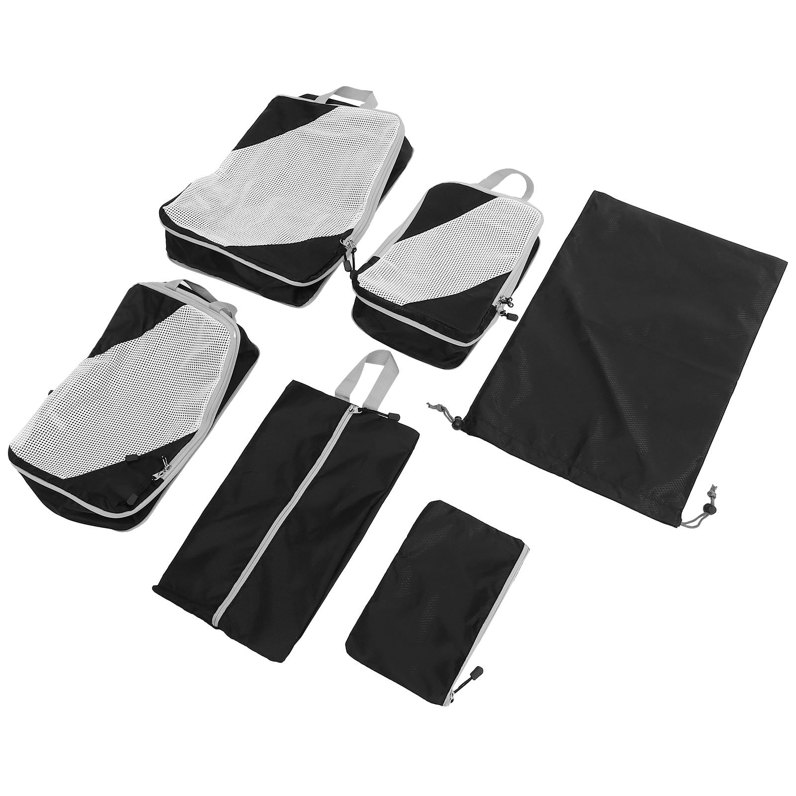 Milisten 6-Piece Travel Packing Cubes Set in Black, Polyester Luggage Organizers with Smooth Zippers for Suitcases