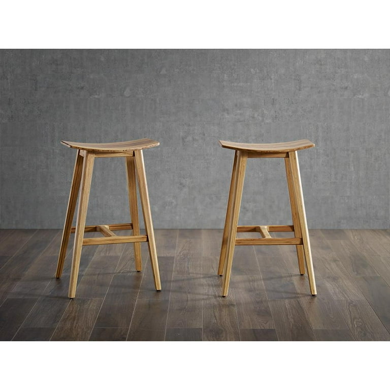 Eco Ridge by Bamax Tigris Counter Height Stool, Caramelized With Exotic  Tiger Inlay, (Set of 2)