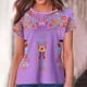 thumbnail image 2 of Estilo Étnico de Verano Superior de las Mujeres Impreso Cuello Redondo Manga Corta Superior, Tops Cortos para las Mujeres, 2 of 9