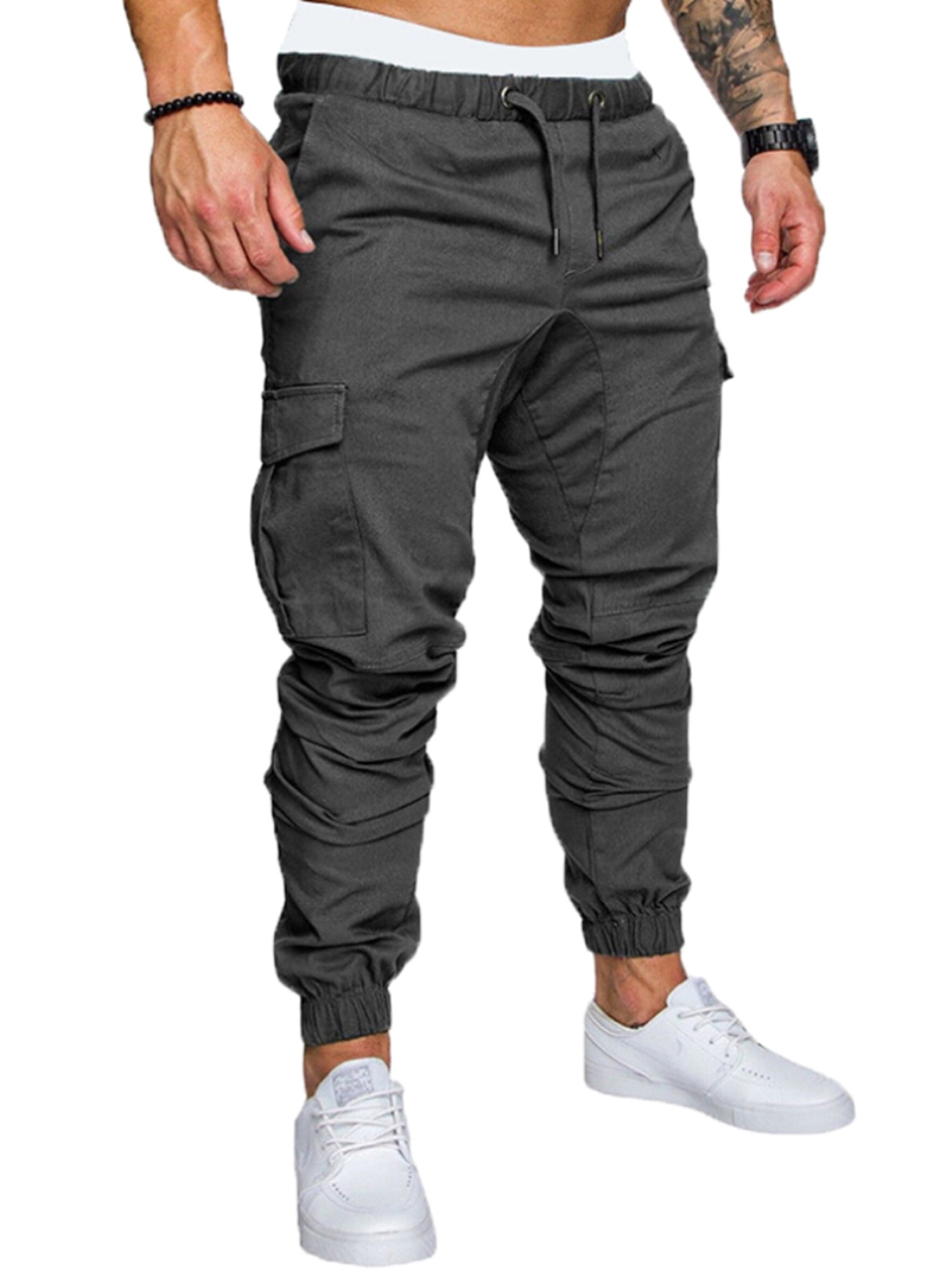 New Men's Slim Fit Urban StraightLeg Trousers Casual Pencil Jogger Cargo PantsBH 
