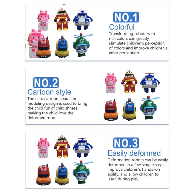Robocar Poli Transformation Robot Poli Amber Roy Car Toys Action Figure Toys 2 packs