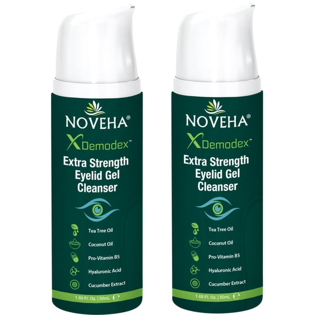 Gel limpiador para párpados NOVEHA Demodex Extra Strength 50 ml (paquete de 2)