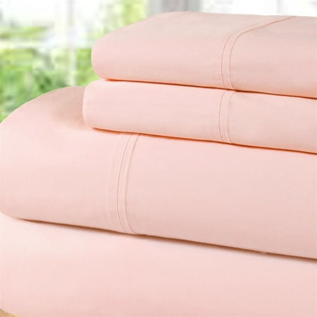 Superior Tierney Cotton Percale Deep Pocket Sheet Set, Full, Blush