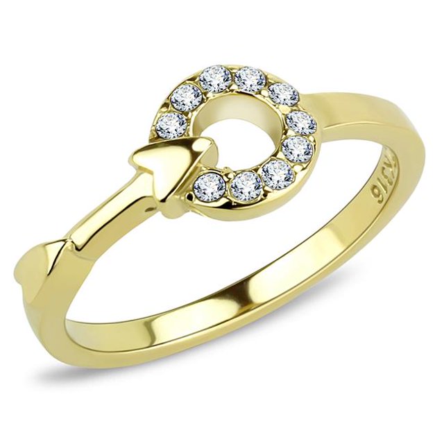 Alamode TK3439-5 Anneau en Acier Inoxydable IP Gold pour Femme avec Cristal de Qualité Supérieure en Transparent - Taille 5