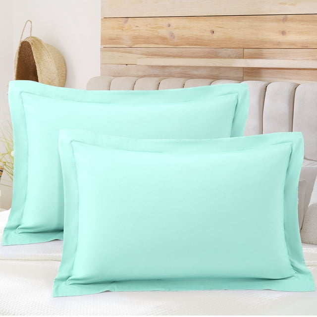 PiccoCasa Soft 1800 Microfiber Oxford Pillowcases 2Pcs, Standard Mint Green
