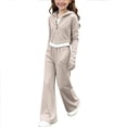 thumbnail image 6 of ECHFIPROM Big Girls Fall Outfit Long-Sleeve Hooded Pullover Top and Pants Sports Casual 2 Piece Set Age 1-14 Years,Khaki,5-6Years, 6 of 6