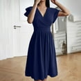 thumbnail image 4 of Inleife Womens Summer Dresses Women's Casual Fashion V-Neck Short Sleeve Solid Dress, 4 of 7