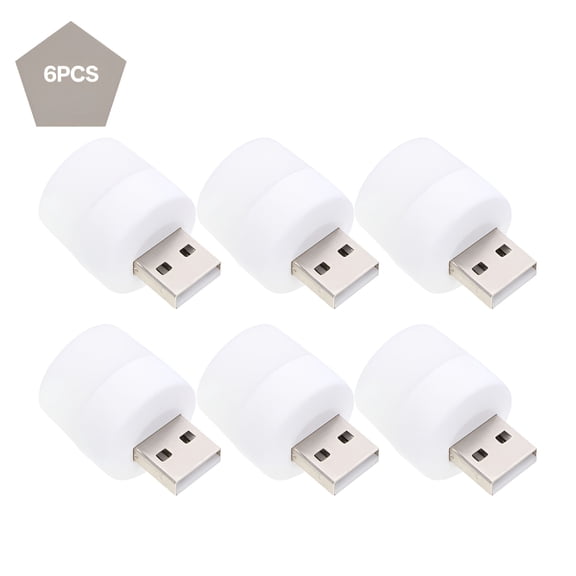 HIBIBUD 6 PCS LED Night Light Nightlight Mini USB Lights Lamp Travel Portable Plug Bulbs
