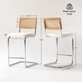 thumbnail image 3 of GrandNoor Modern Square Upholstered Solid Wood Frame Counter Height Bar Stool, White (Set of 2), 3 of 10
