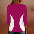 thumbnail image 6 of YUGYXL Summer Tops for Women Trendy 3/4 Sleeve Crew Neck Shirt Casual Color Block Blouse Tee Cotton Crewneck Pullover Hot Pink S, 6 of 9