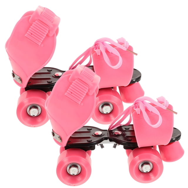 WRITWAA Pink Quad Wheel Design Kids Roller Skates Comfortable Fit 1 Pair For Children Indoor Use