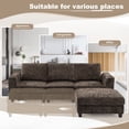 thumbnail image 6 of ACMEASE 87" Chenille 3 Seater Sofa w/Movable Ottoman, Modular Sectional Sofa w/Cup Holders, Modern L Couch w/Deep Seat Space for living Room, Brown, 6 of 7