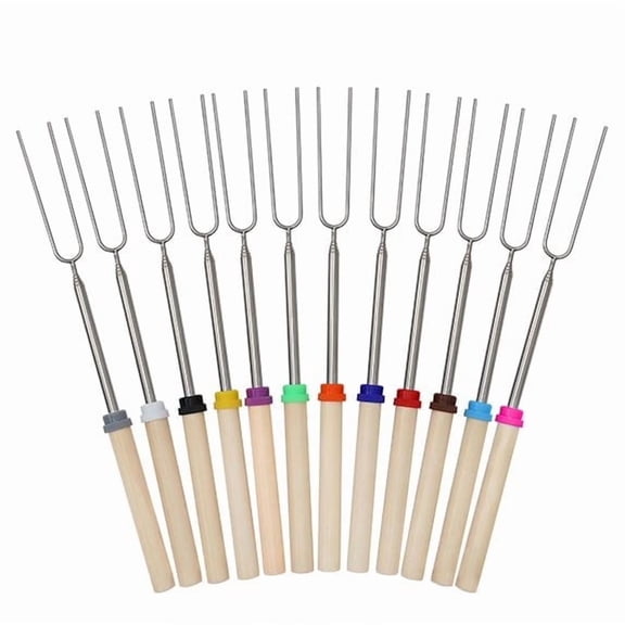 DEKEones 12 Pack Smores Sticks for Fire Pit and Campfires, Extendable Marshmallow Roasting Sticks Smores Kit