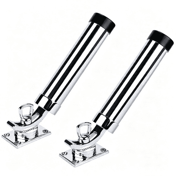 BESTSKY Made Set of 2 Fishing Rod Holder,316 Stainless Steel Adjustable Fishing Pole Holder,Marine Deck Mount Trolling Rod Holder for Boat Ship Yacht Rustproof Fishing Pole Holders