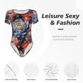 thumbnail image 6 of Naloa Rose Flowers Women's Short-Sleeved Onesie, One-Piece Swimsuit for Parties, dates, clubs - Large, 6 of 9