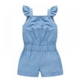 thumbnail image 3 of Kid Toddler Baby Girl Romper Sleeveless Bodysuit Denim Overalls Bow Jumpsuit Ruffle One Piece 0-5Y, 3 of 8