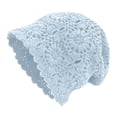 thumbnail image 4 of Ticikt Women Hollow Crochet Slouchy Beanie, Lightweight Breathable Retro Knit Versatile Sun‑Protective Crochet Skull Hat for Ladies,Light Blue, 4 of 4