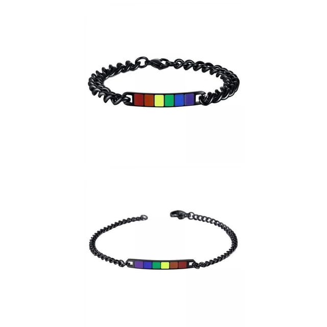 2 piezas Rainbow Lover pulseras joyería simple para Navidad Di Yuyangstore Pareja Pulsera